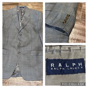 Vintage RALPH Ralph Lauren Men’s Sz 44L Blazer Silk Herringbone Timeless Luxury